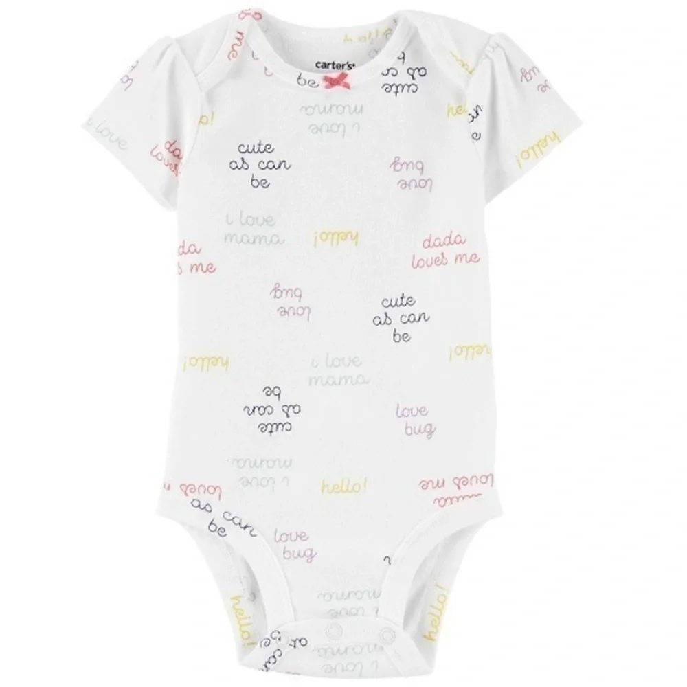 NWT. CARTER’S White Baby Onesie with Colorful Text